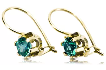 Emerald 14K Yellow gold Earrings Vintage Jewlery vec019y